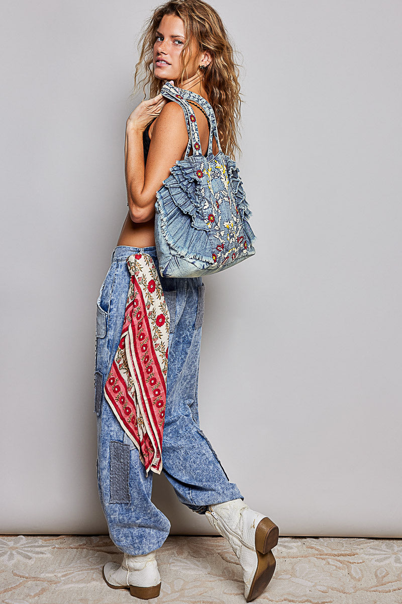 Meadow Belle Denim Tote