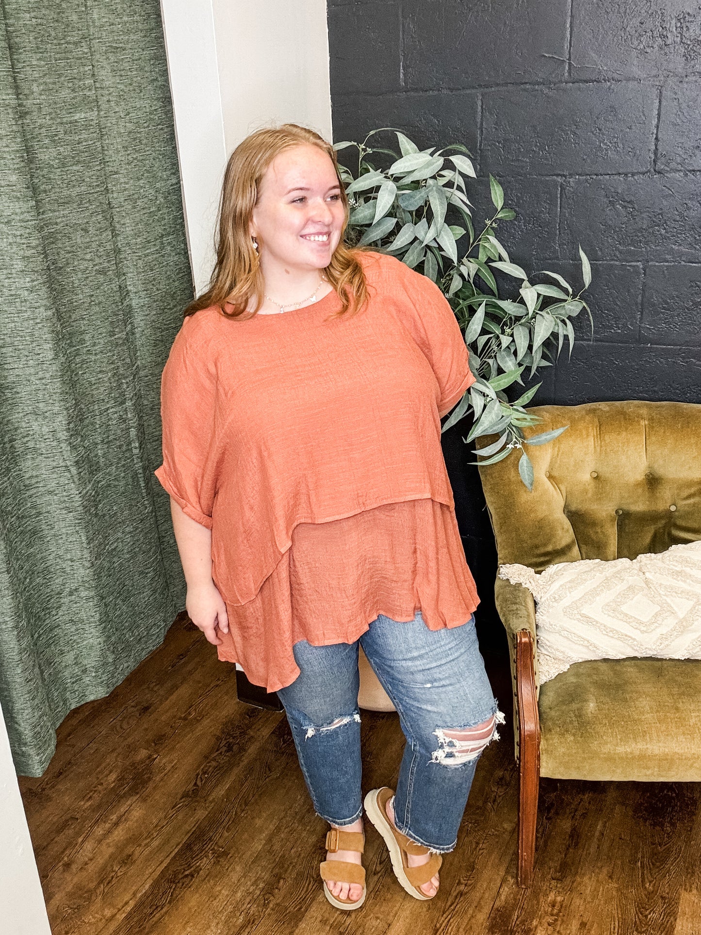 Sunset Double Take Layered Tunic Plus Size Top (XL to 2XL)