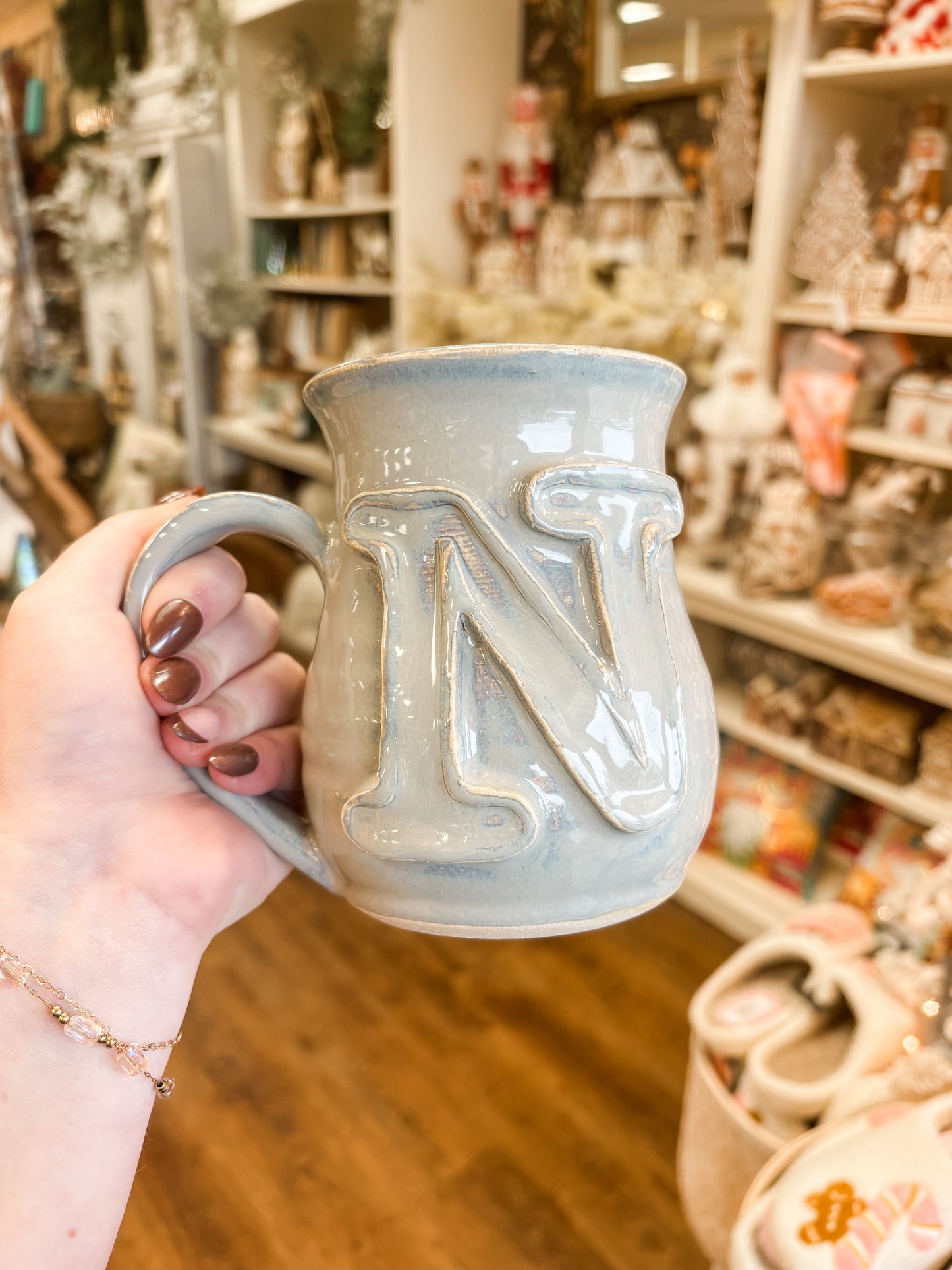 Fingerprint Pottery Monogram Mug (Morning Mist)