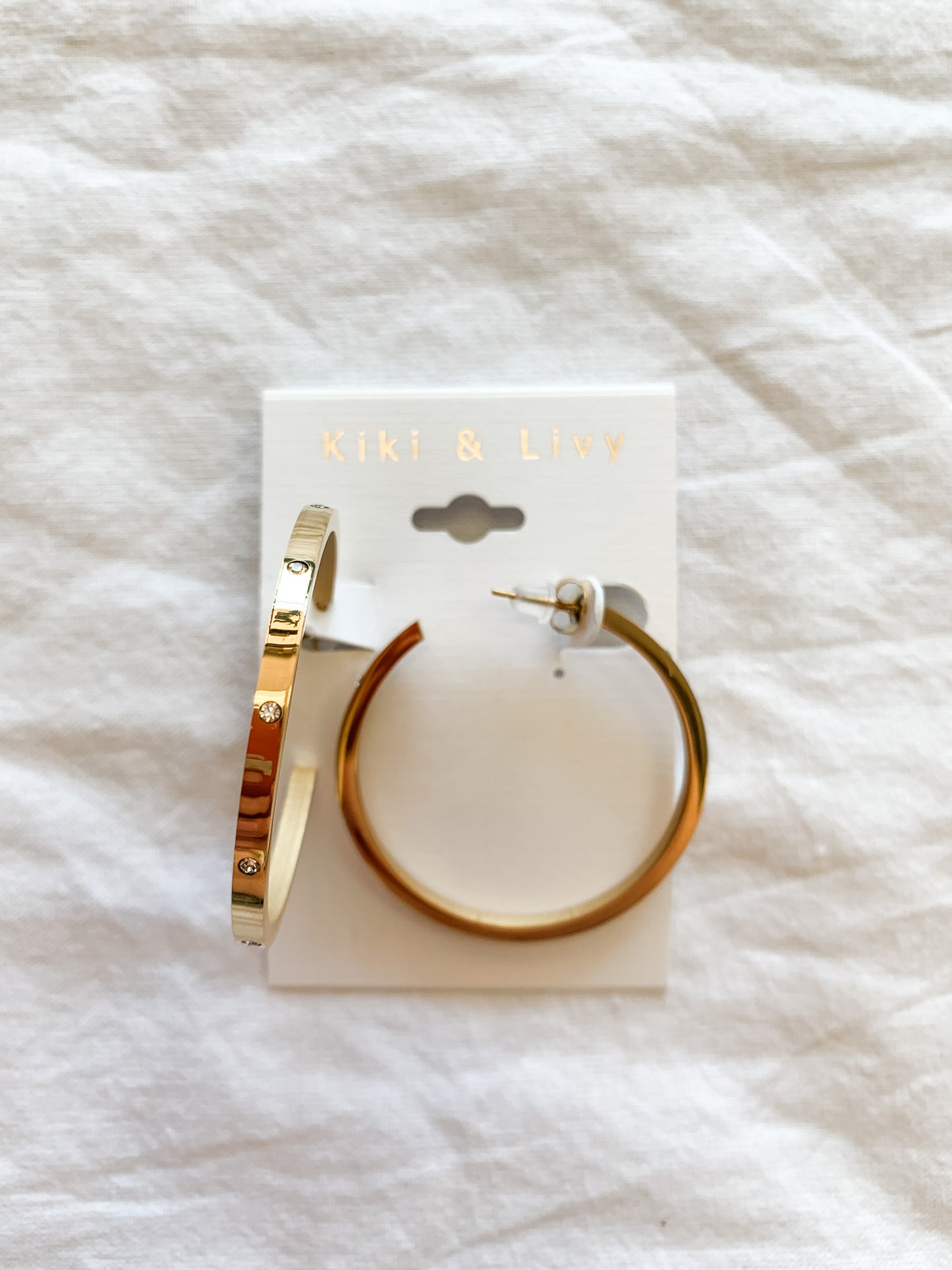 Gold Hoop with Crystal Detail Earrings