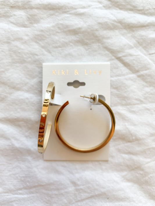 Gold Hoop with Crystal Detail Earrings