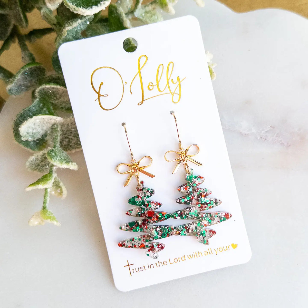 Christmas Tree Glitter Earrings