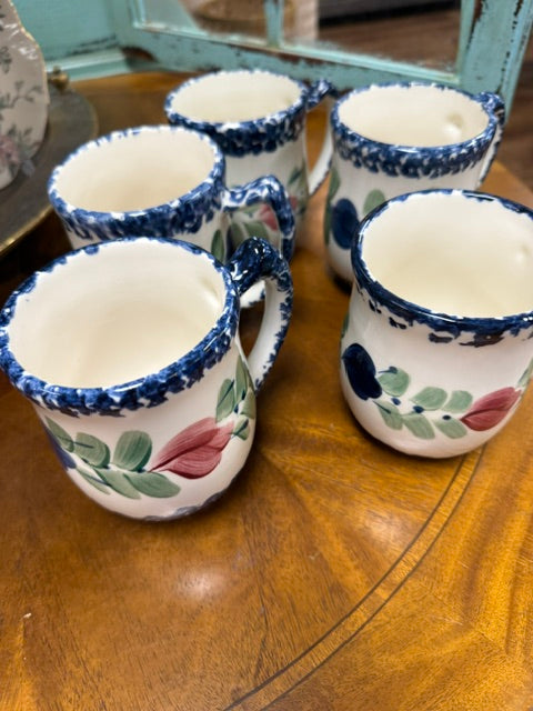 Gail Pittman Whiteware Mugs Blue Sponge