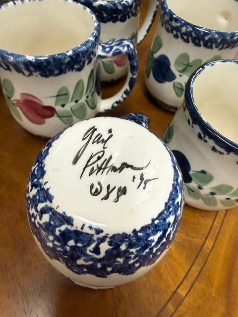 Gail Pittman Whiteware Mugs Blue Sponge