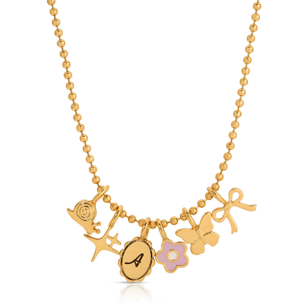 Charm Garden Gold Bead Necklace by Lucky Feather