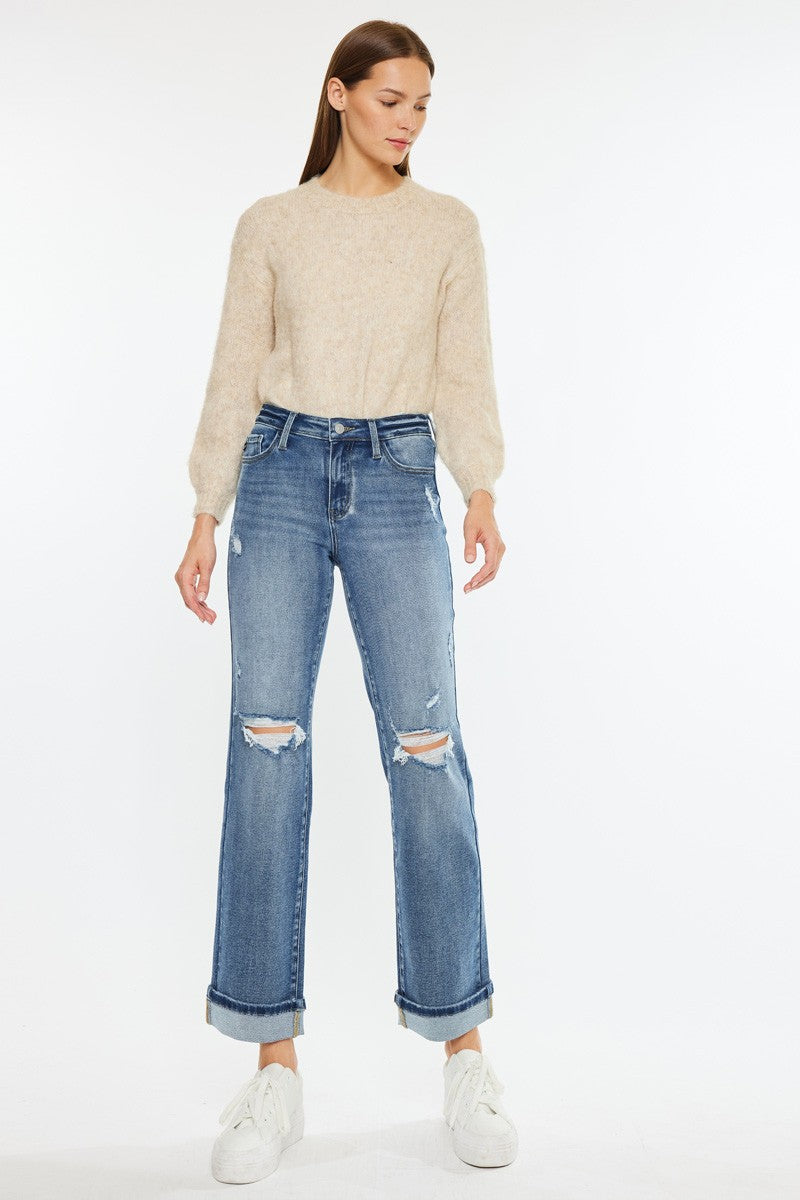 Mary Anna Mid Rise Straight Denim by KanCan