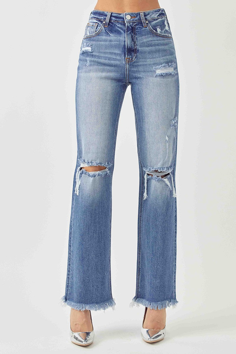 So Darling Distressed Straight Leg Denim by Risen