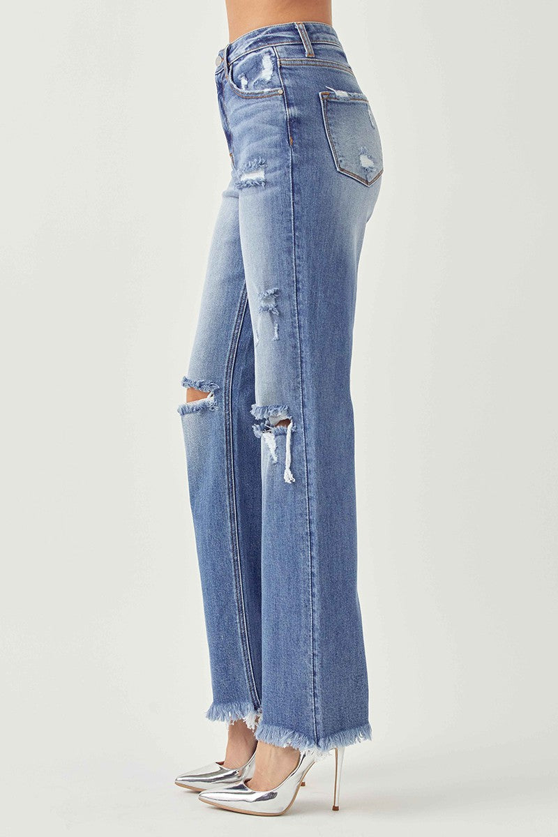 So Darling Distressed Straight Leg Denim by Risen