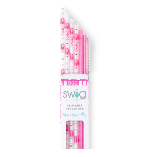 SWIG Faboolous + Pink Glitter Reusable Straw Set