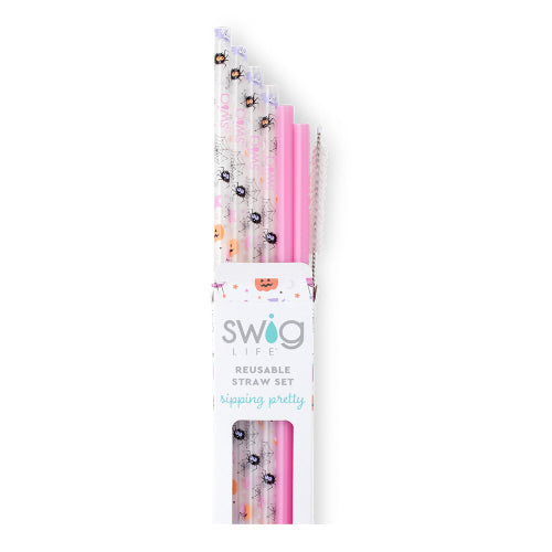 SWIG Sweet + Spooky + Pink Reusable Straw Set