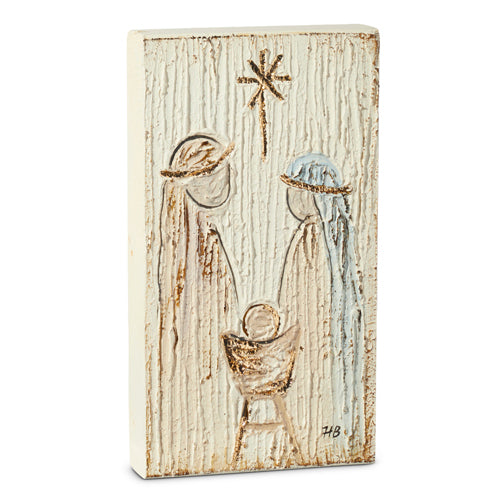 11.75” Holy Family Textured Wood Block