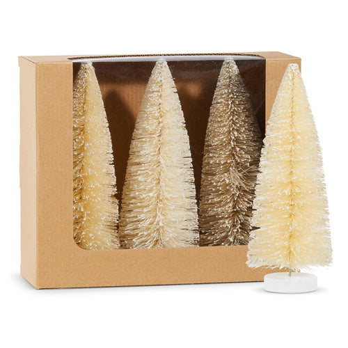 8" Box of Frosted Natural Bottle Brush Trees (Set of 3)