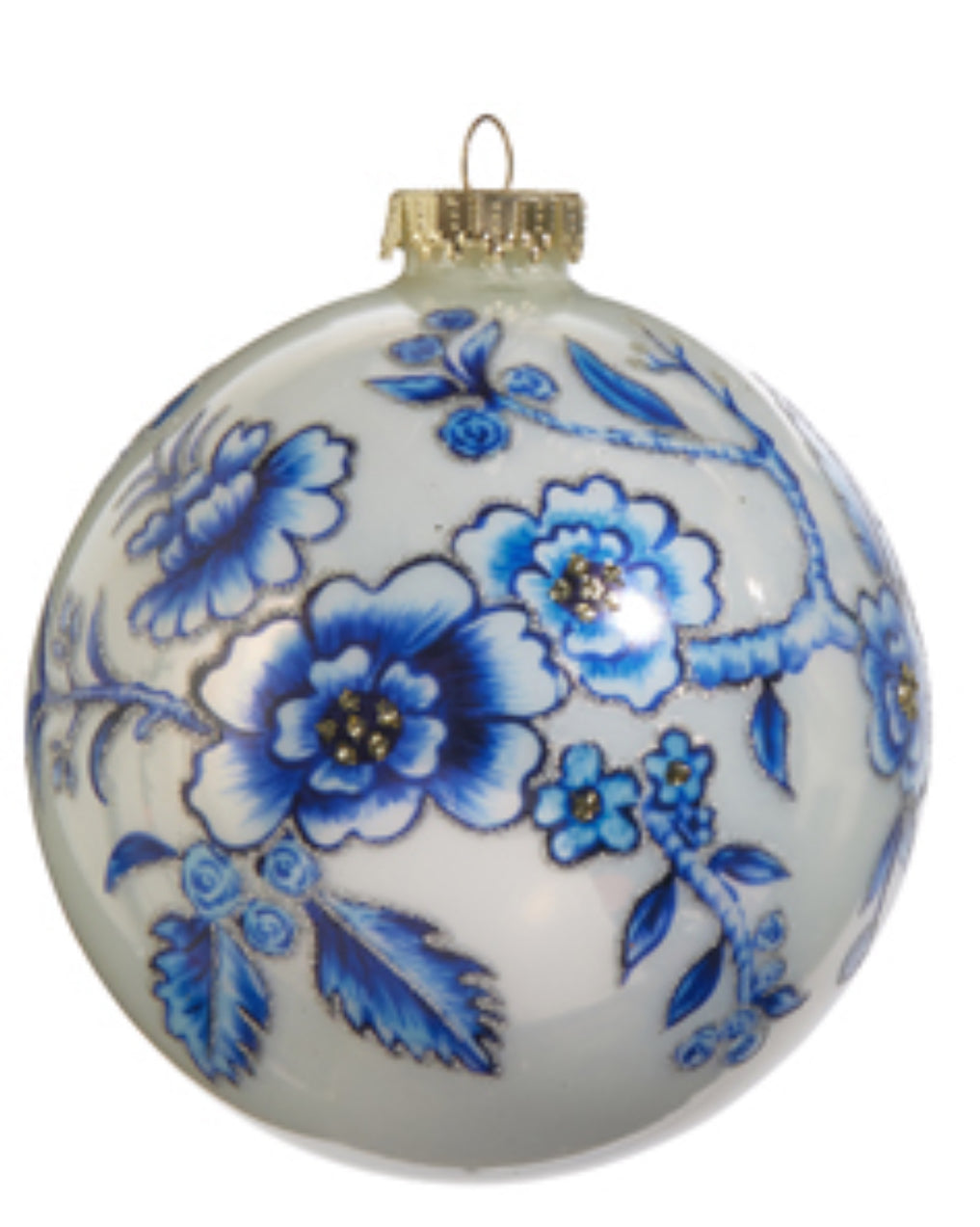 Blue Floral Ball Ornament