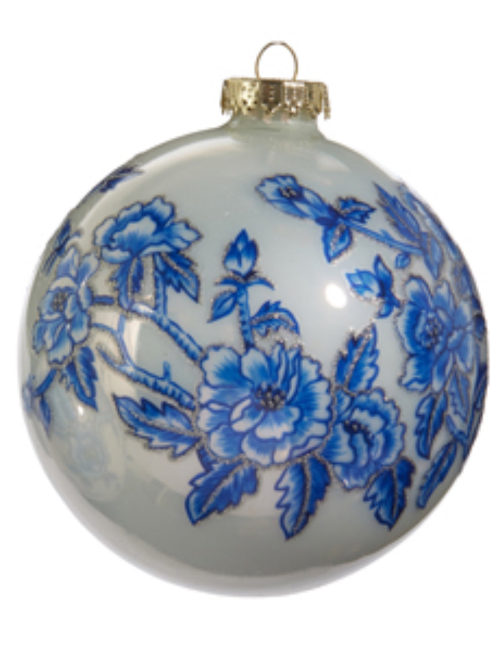 Blue Floral Ball Ornament