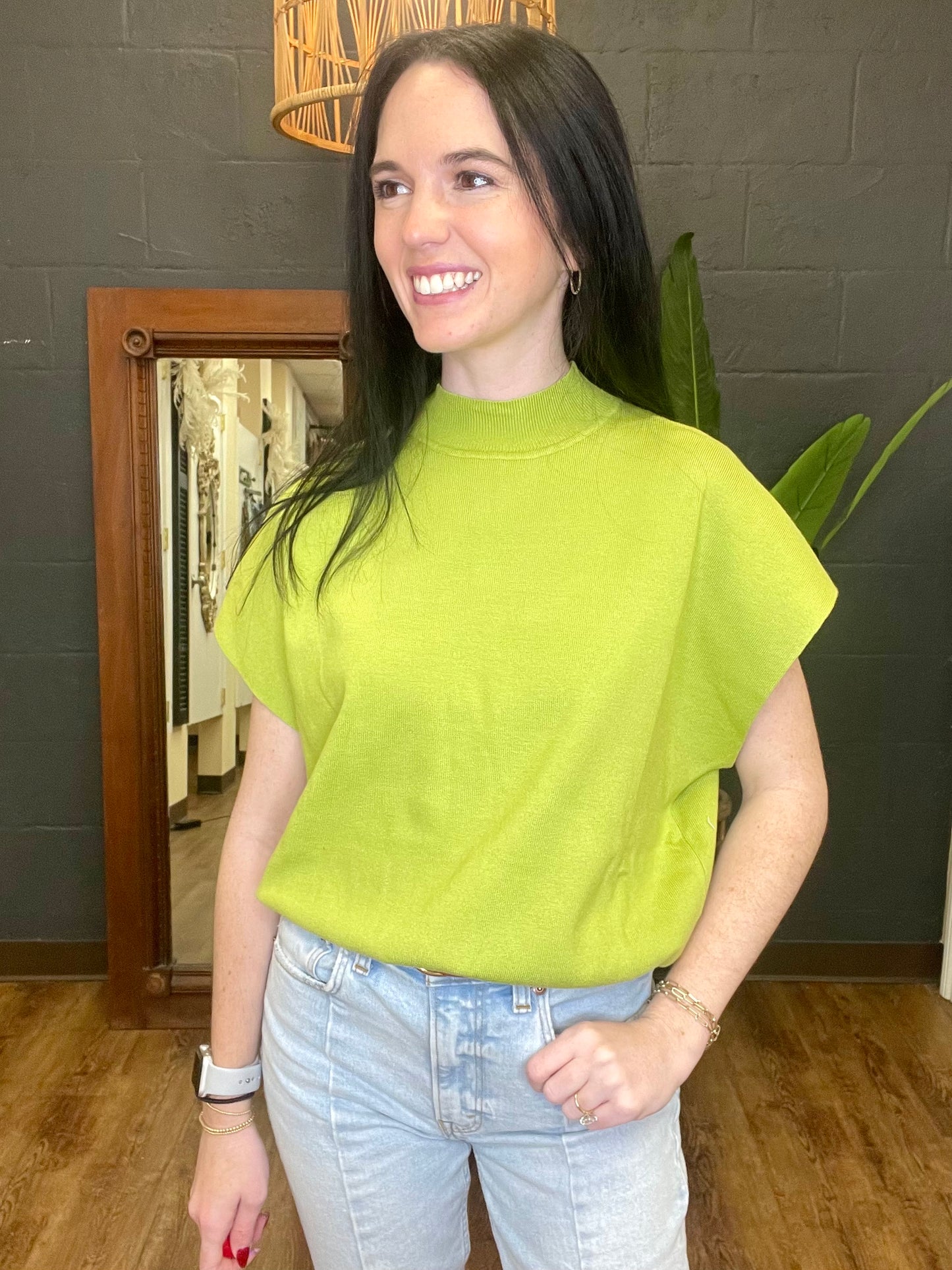 Bailey's Favorite Mock Neck Lime Top (Small to Large)