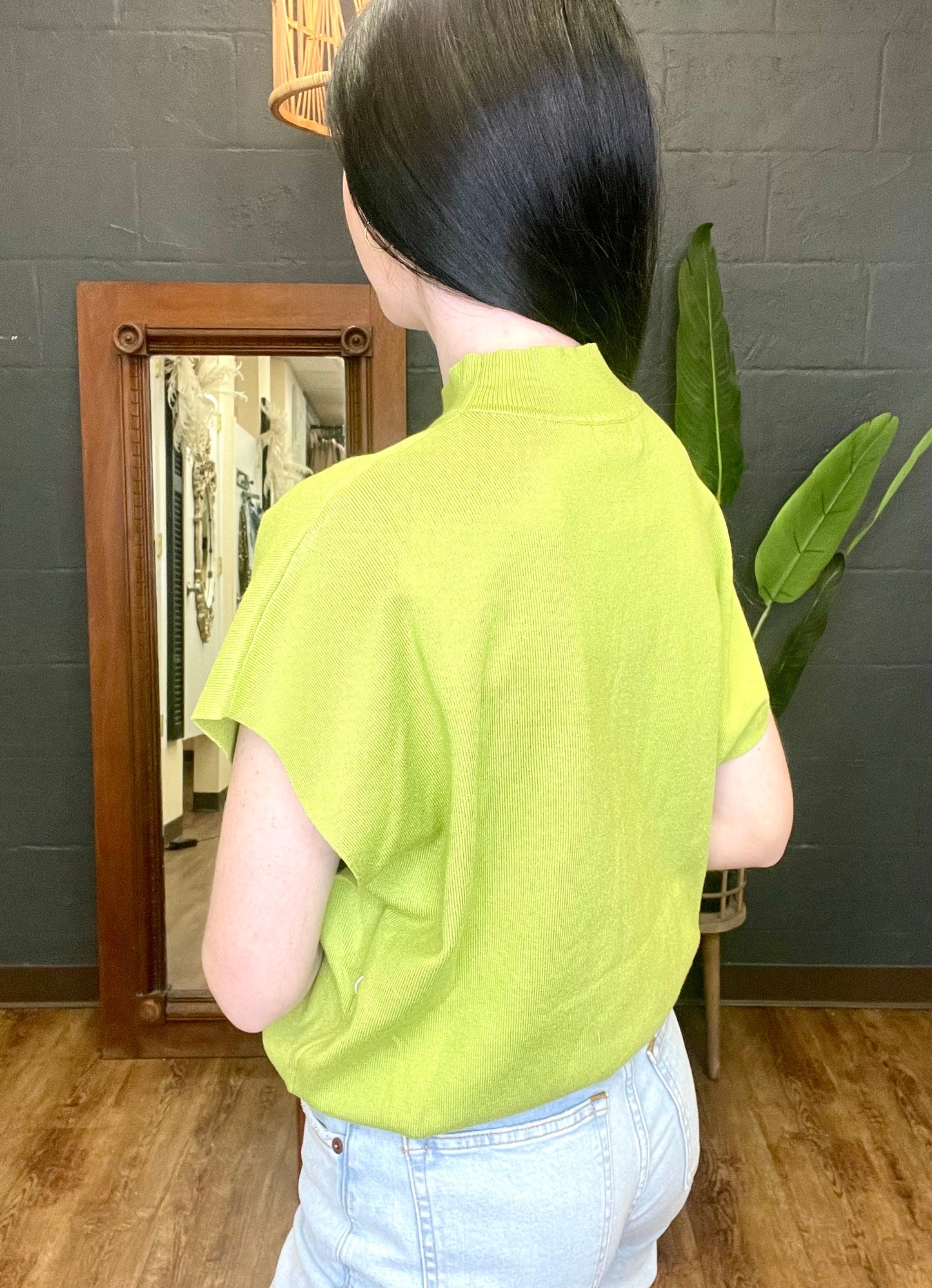 Bailey's Favorite Mock Neck Lime Top (Small to Large)
