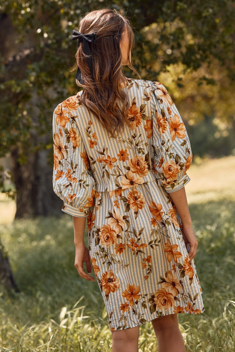 August Slipped Away Florals and Stripe Dress (Small to 3XL)