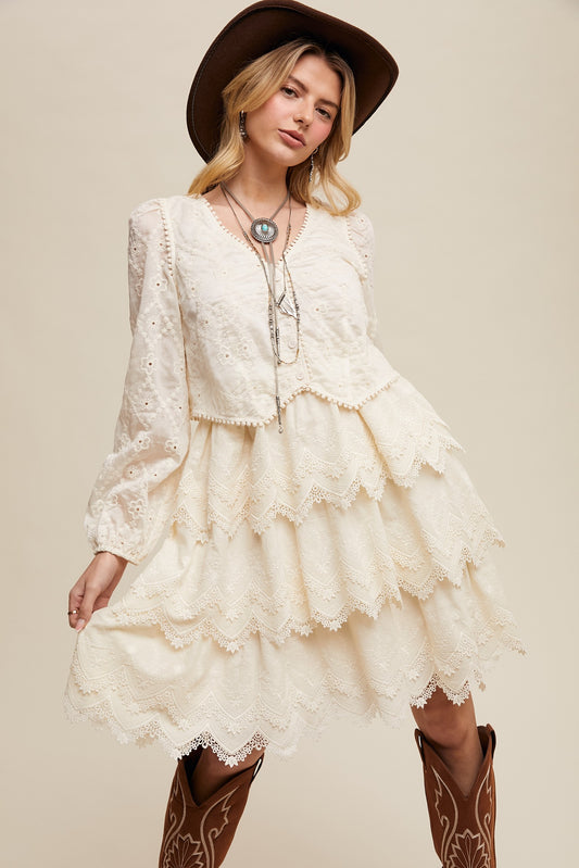 Country Fields Tiered Scalloped Dress (Small to Large)