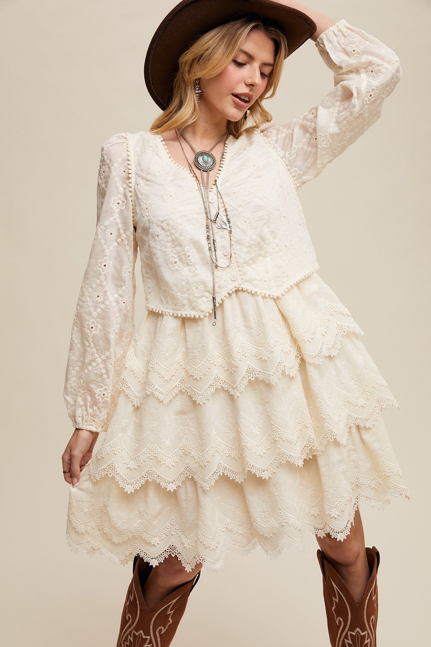 Country Fields Tiered Scalloped Dress (Small to Large)