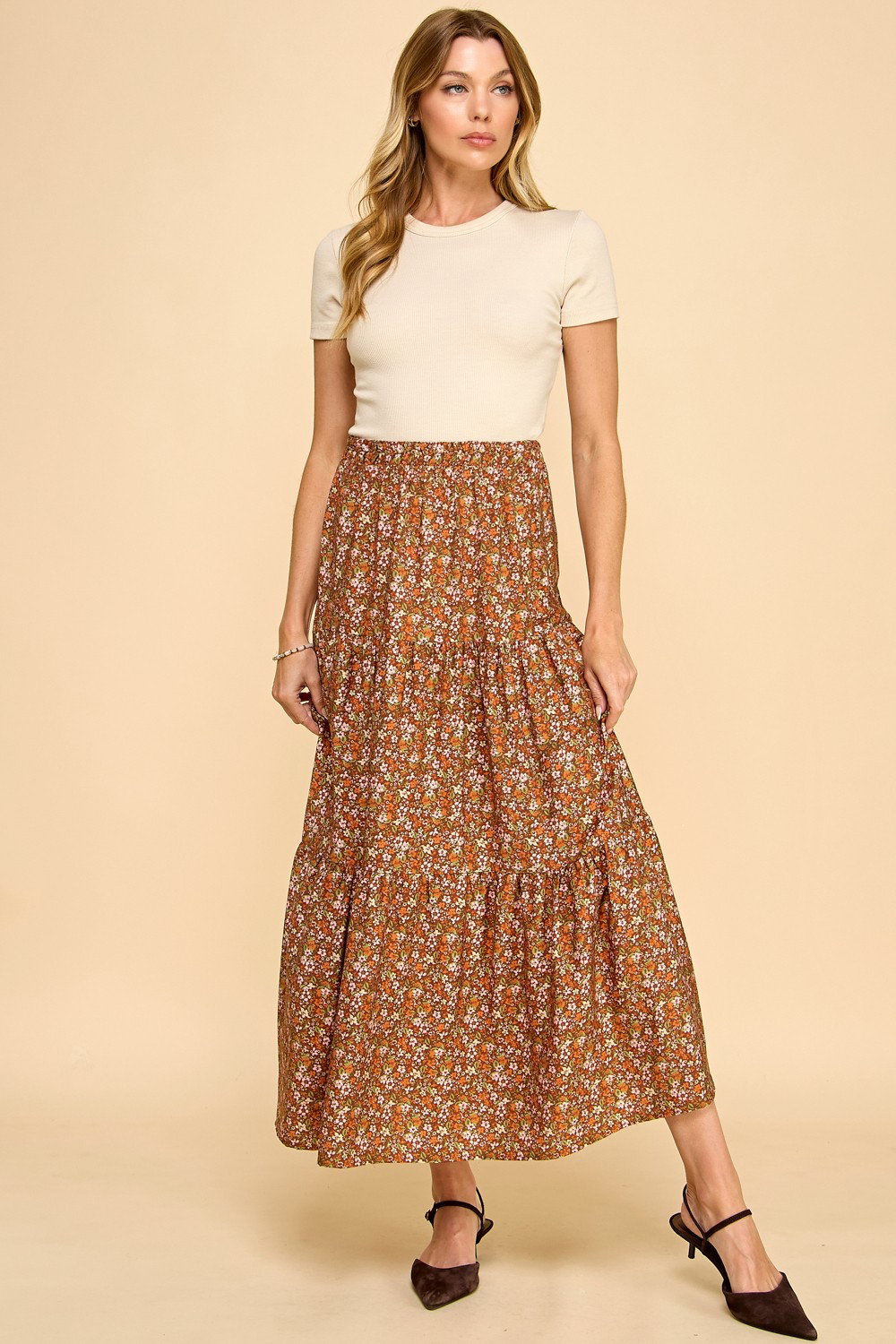 Autumn Tired Floral Skirt (Small to Large)
