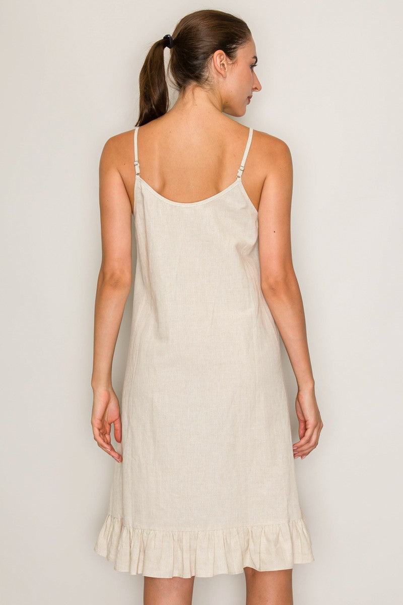Sunday Mornings Sleeveless Dress with Ruffle Trim (X-Small to X-Large)