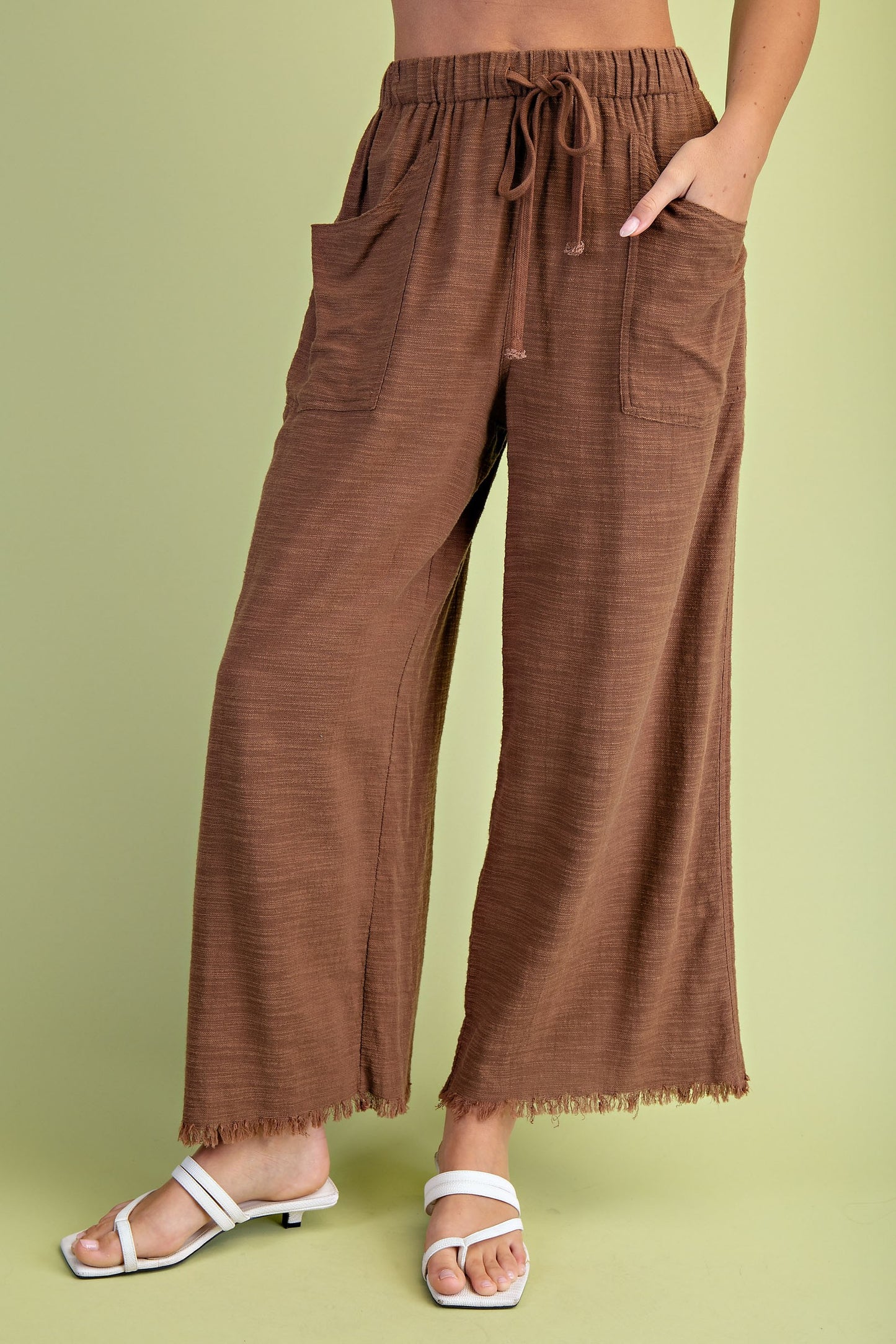 He Paid It All Cotton Brown Frayed Pant (Small to Large)