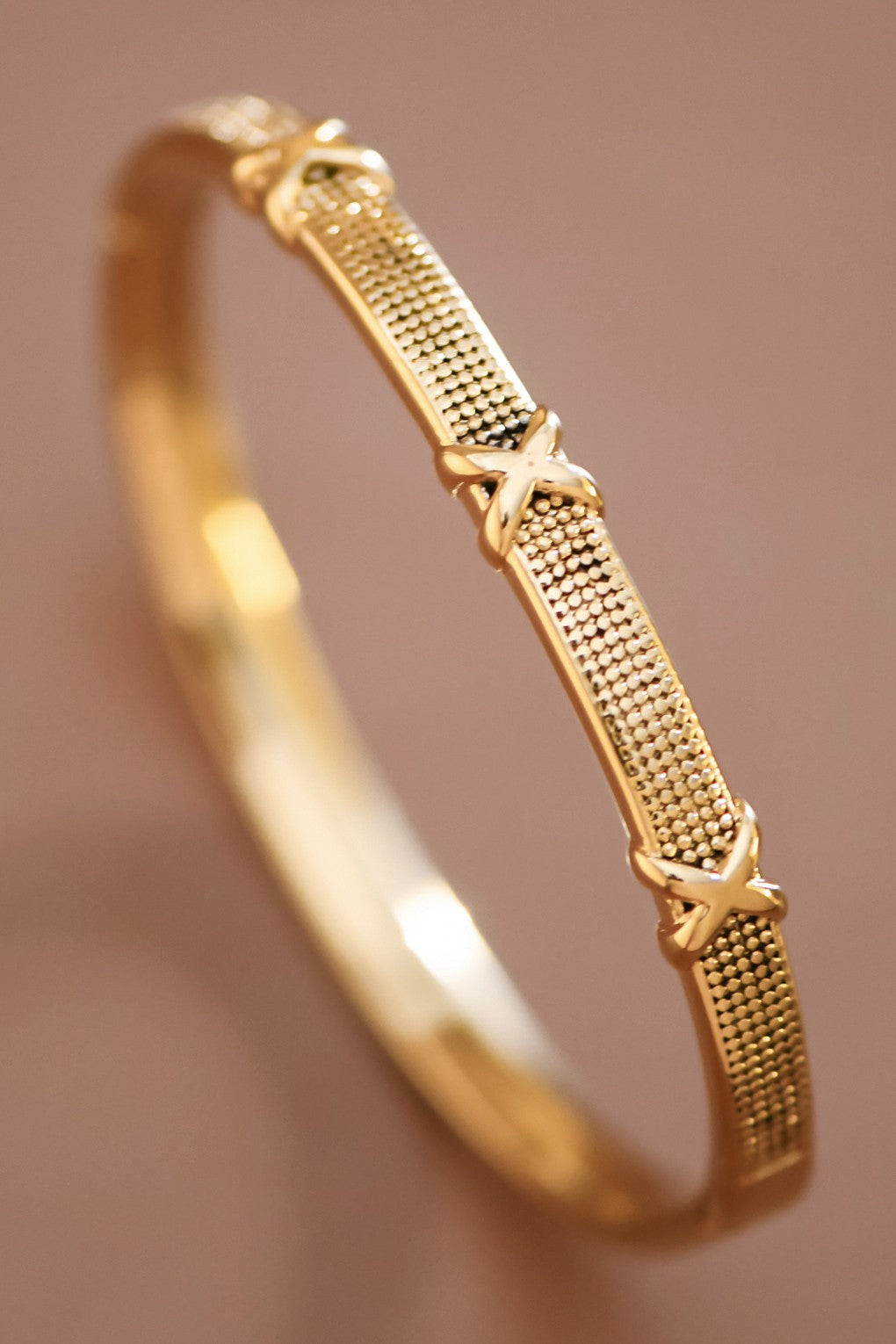 Cross My Heart 18k Gold Plated Bangle