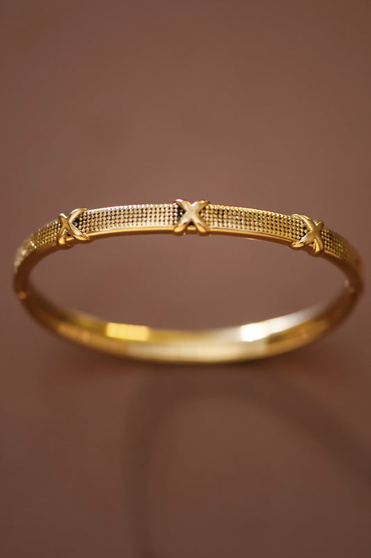 Cross My Heart 18k Gold Plated Bangle