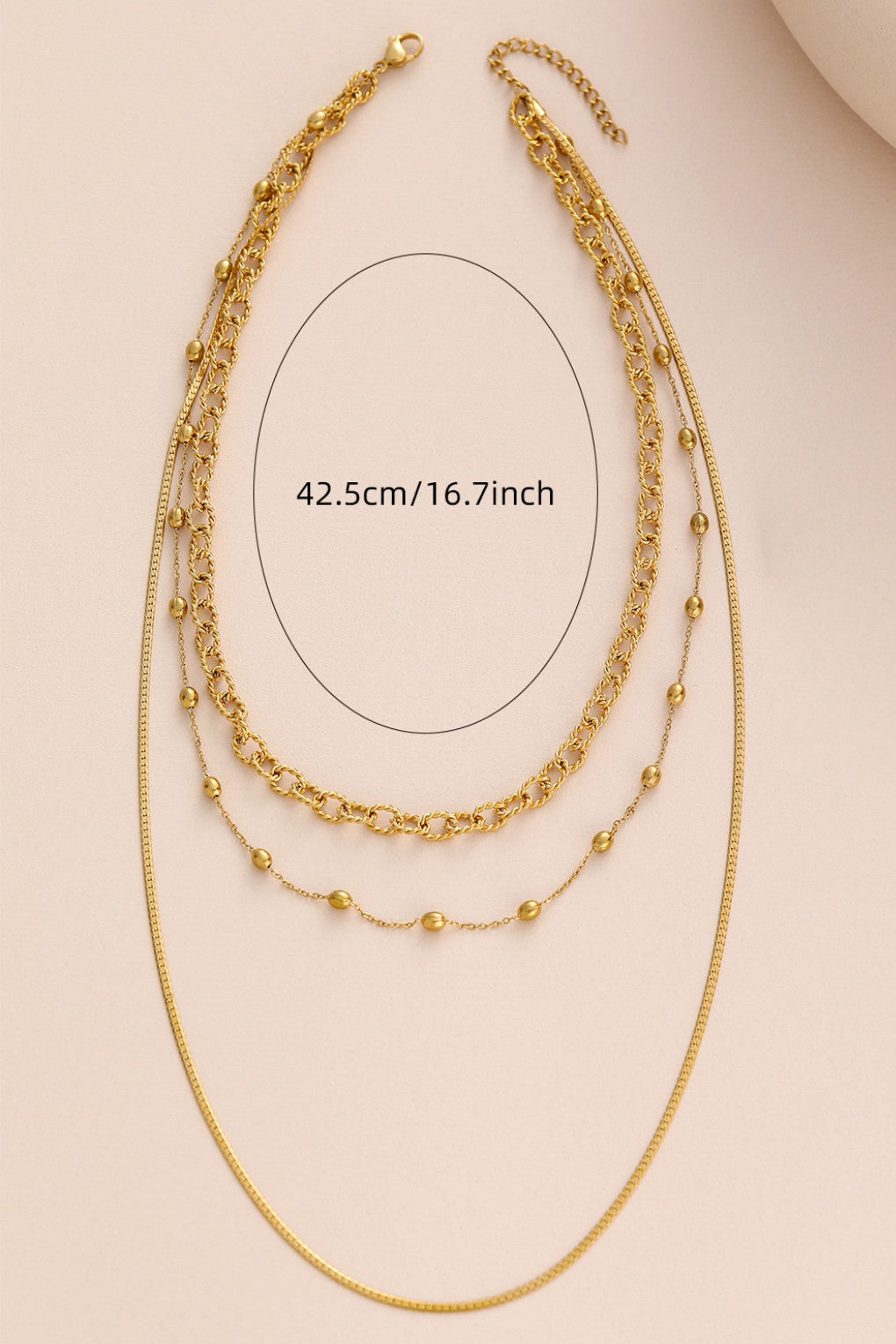 Triple Threat Layered 18k Gold Plated Necklace