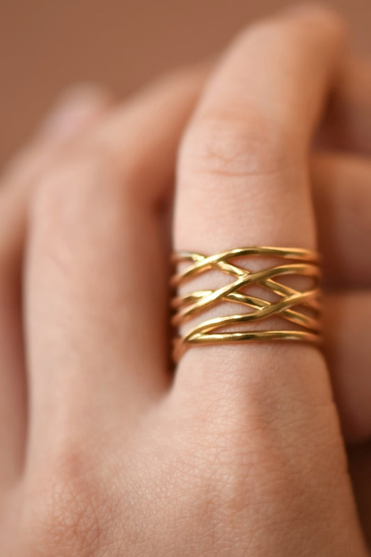 Twists & Turns 18k Gold Plated Ring