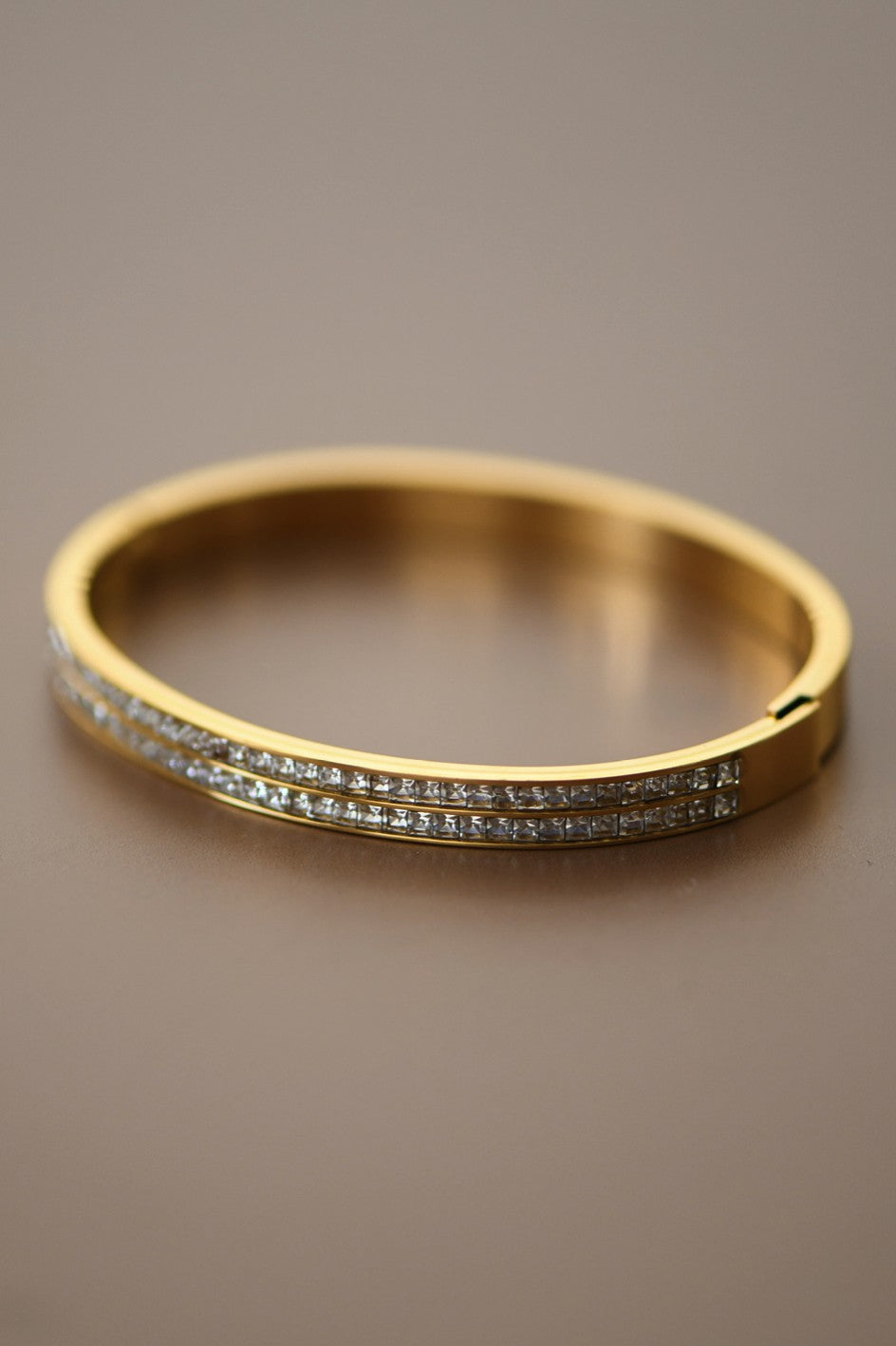 Timeless 18k Gold Plated Crystal Hinged Bracelet