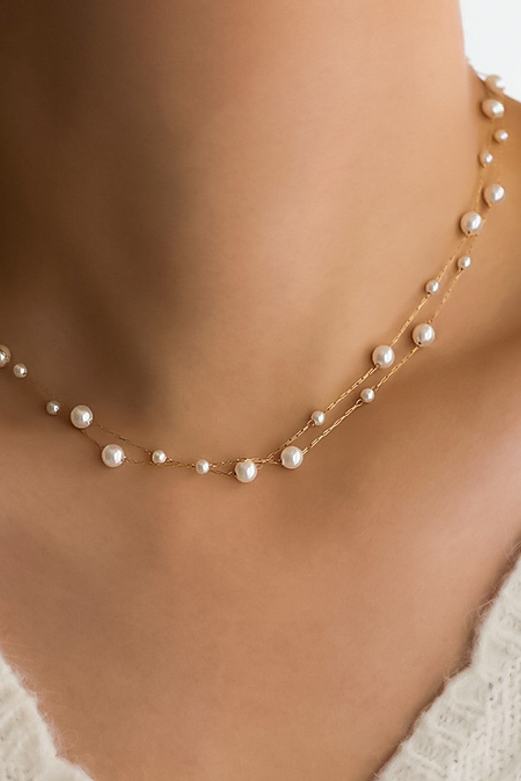 Multi Pearl Strand Necklace