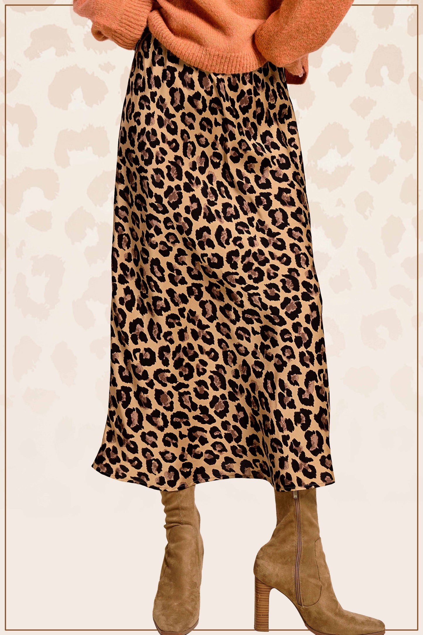 Cheetah Panel Satin Skirt (Small to Large)