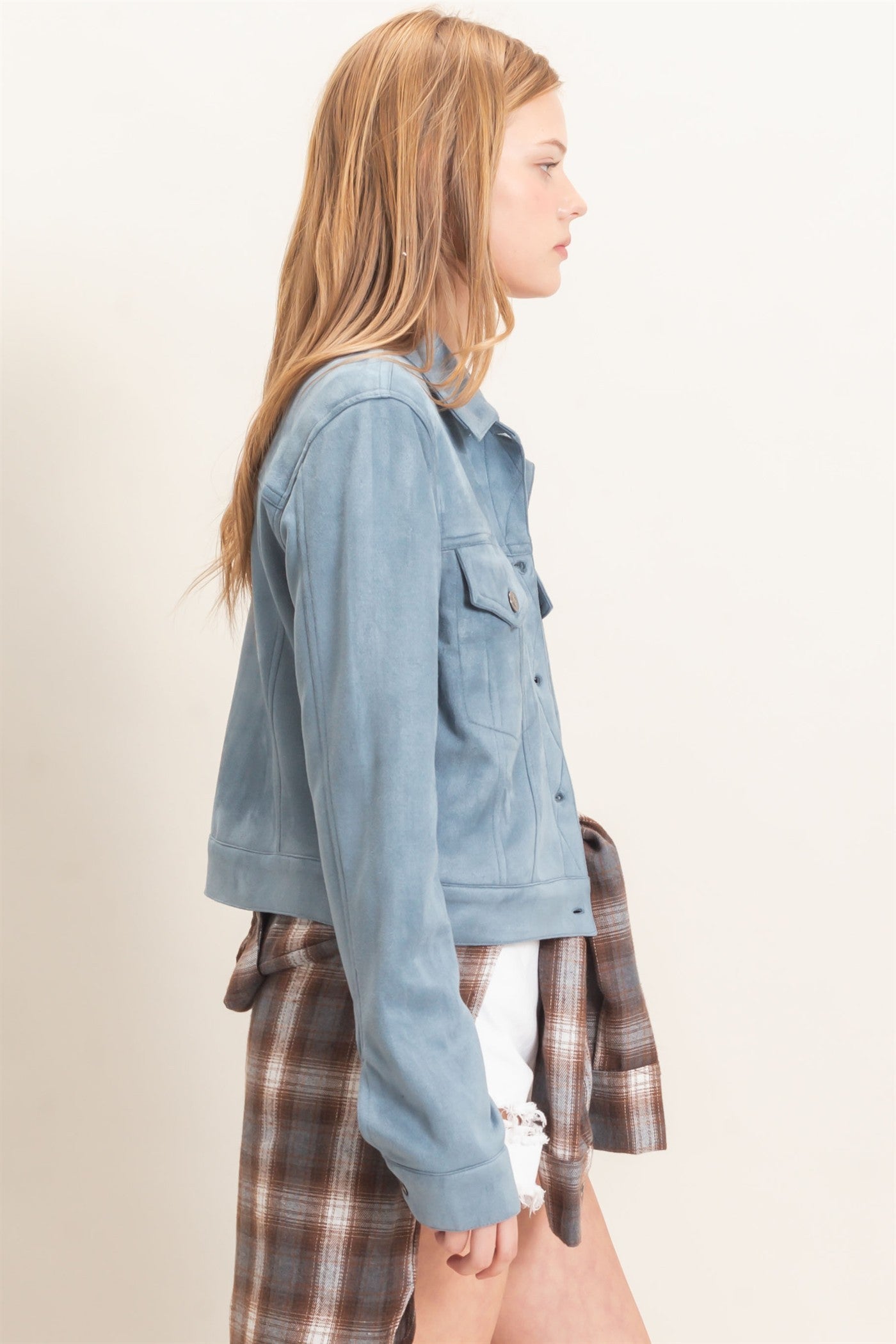 Saving Grace Steel Blue Suede Jacket (Small to Large)