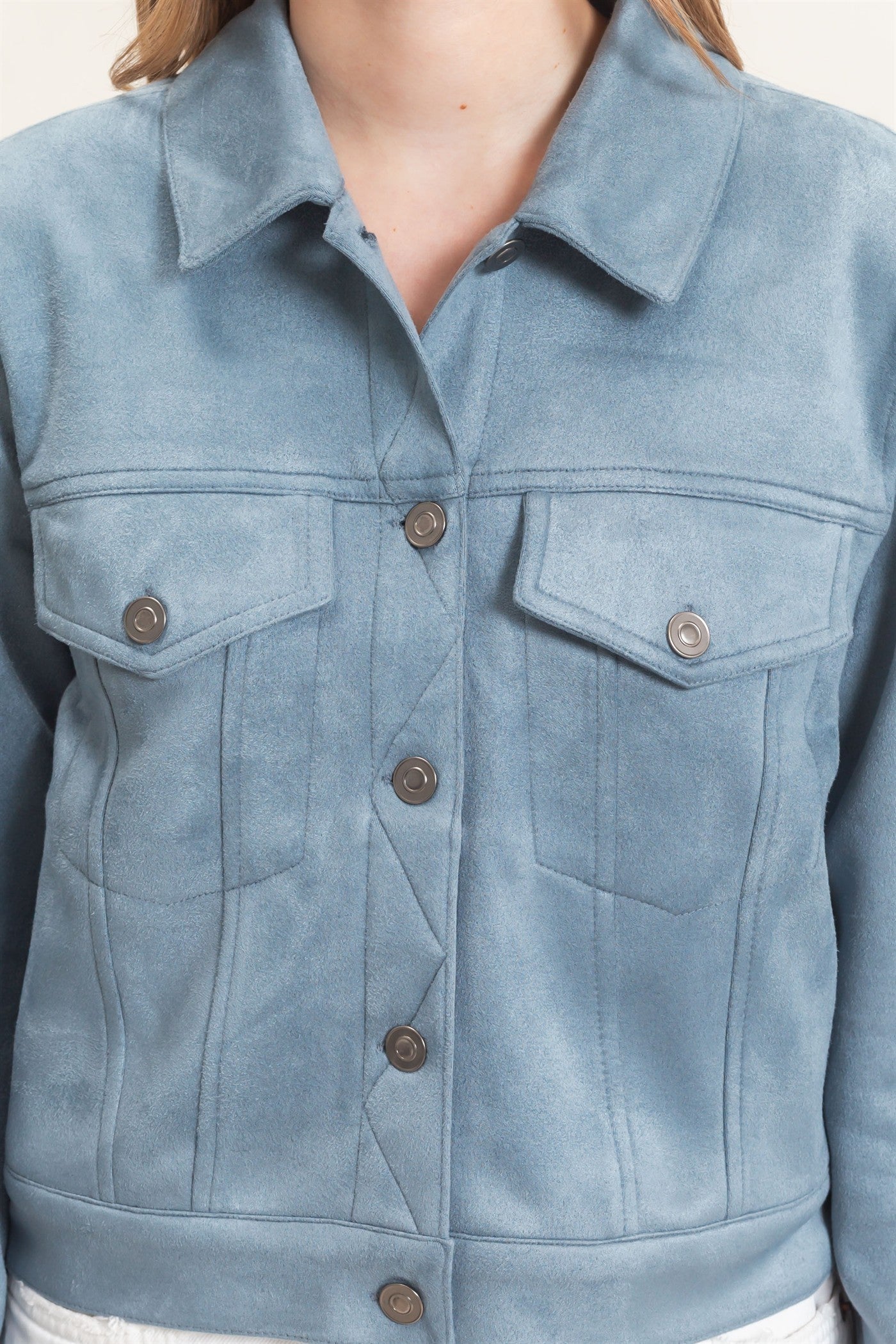 Saving Grace Steel Blue Suede Jacket (Small to Large)