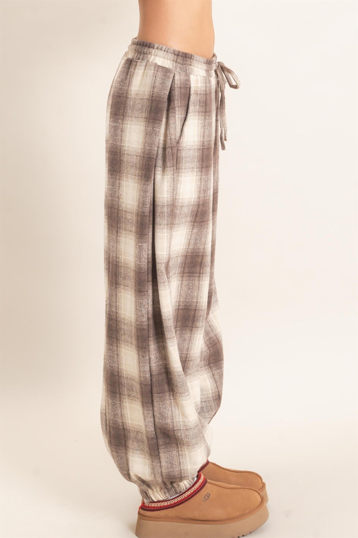 Be Still Plaid Drawstring Jogger Style Pant (Small to Large)