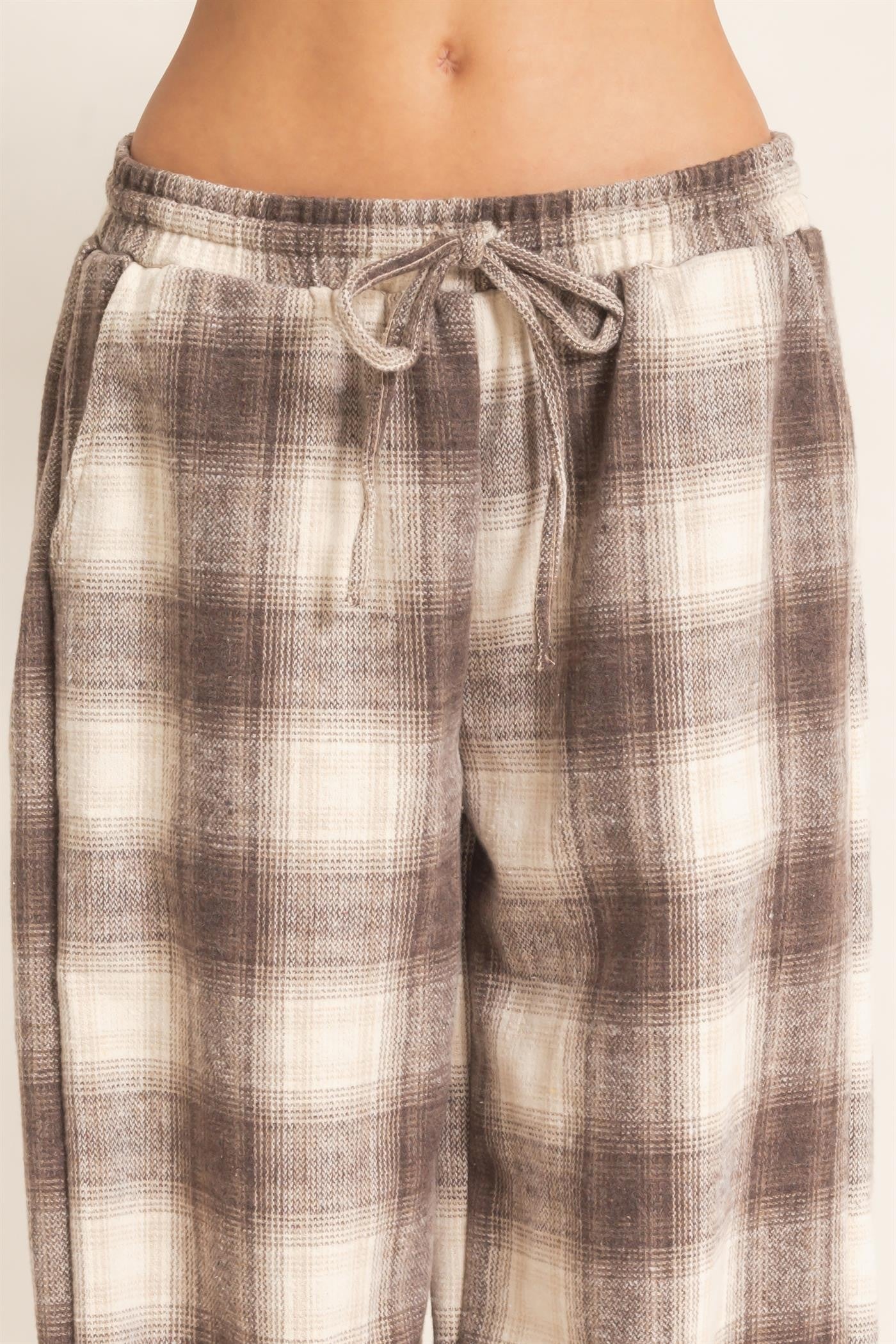 Be Still Plaid Drawstring Jogger Style Pant (Small to Large)