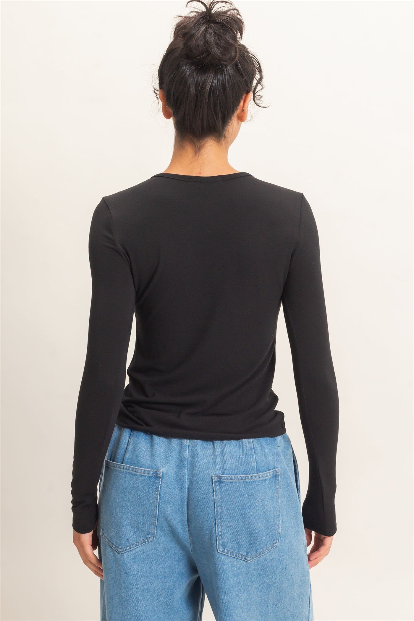 Made for More Layers Black CrewNeck Long Sleeve Top (Small to Large)
