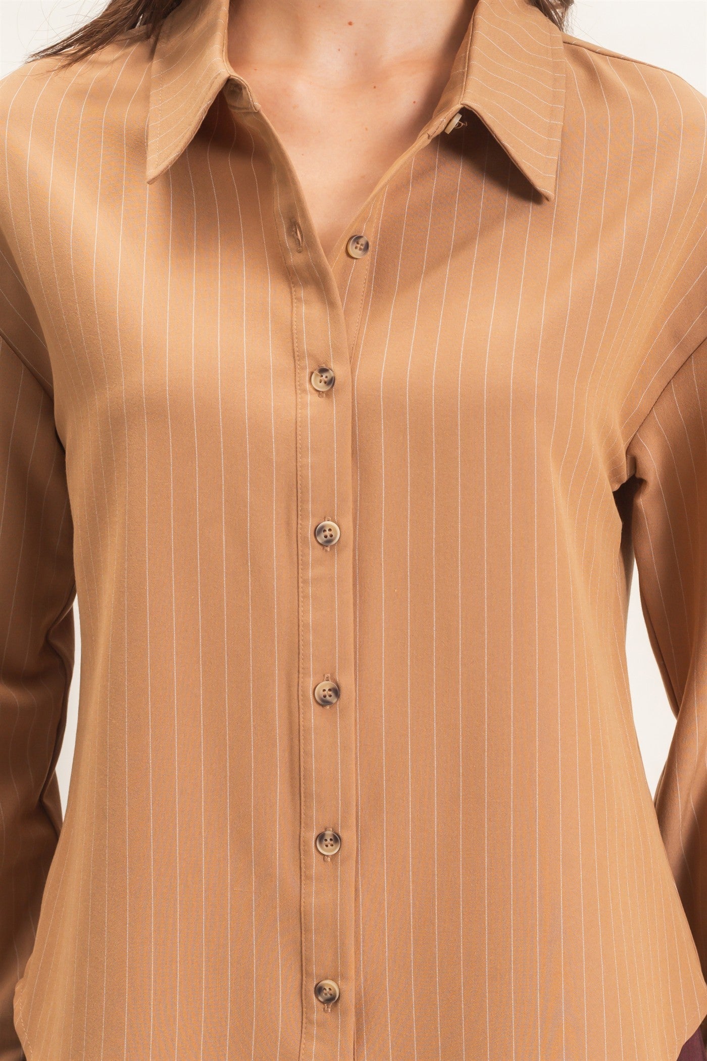 Asbury Avenue Striped Button Down Dress Blouse (Small to Large)
