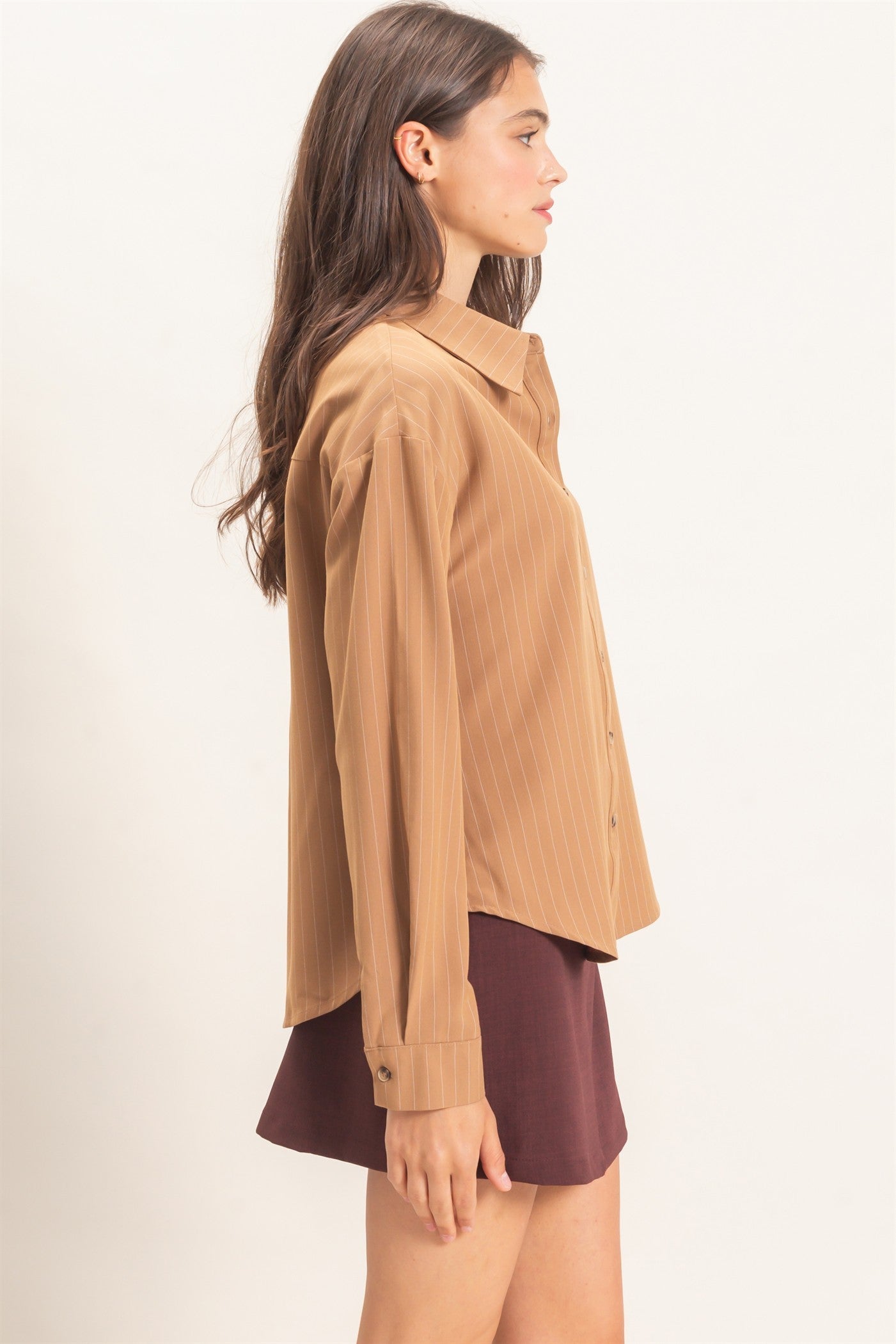 Asbury Avenue Striped Button Down Dress Blouse (Small to Large)