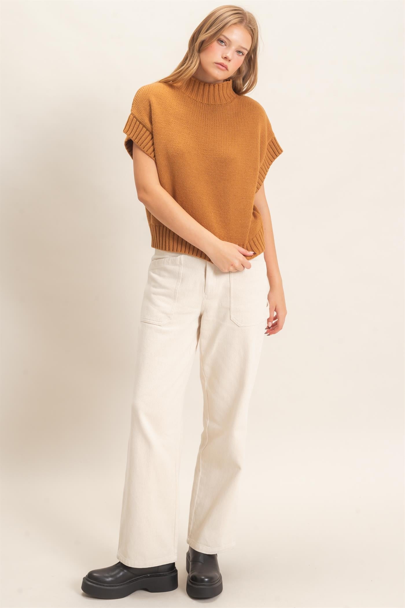 Leaves are Falling Mock Neck Sweater in Multiple Colors (Small to Large)