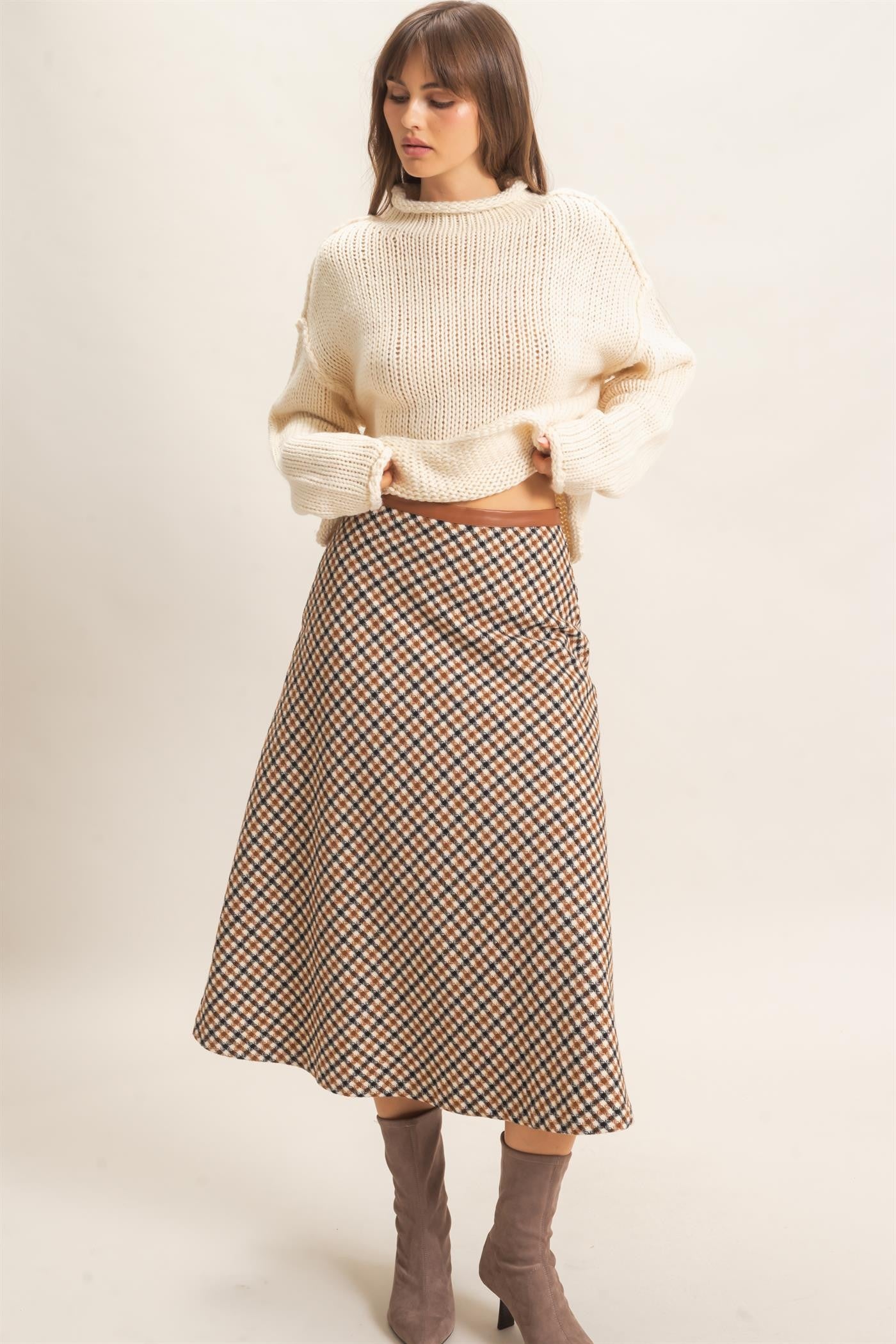 Harvard Heights Plaid A line Midi Skirt (Small to Large)