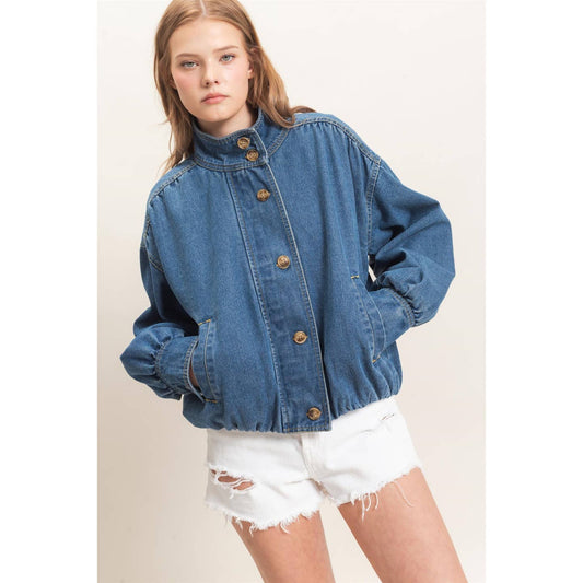He’s Always on Time High Collar Bomber Style Jacket (Small to Large)