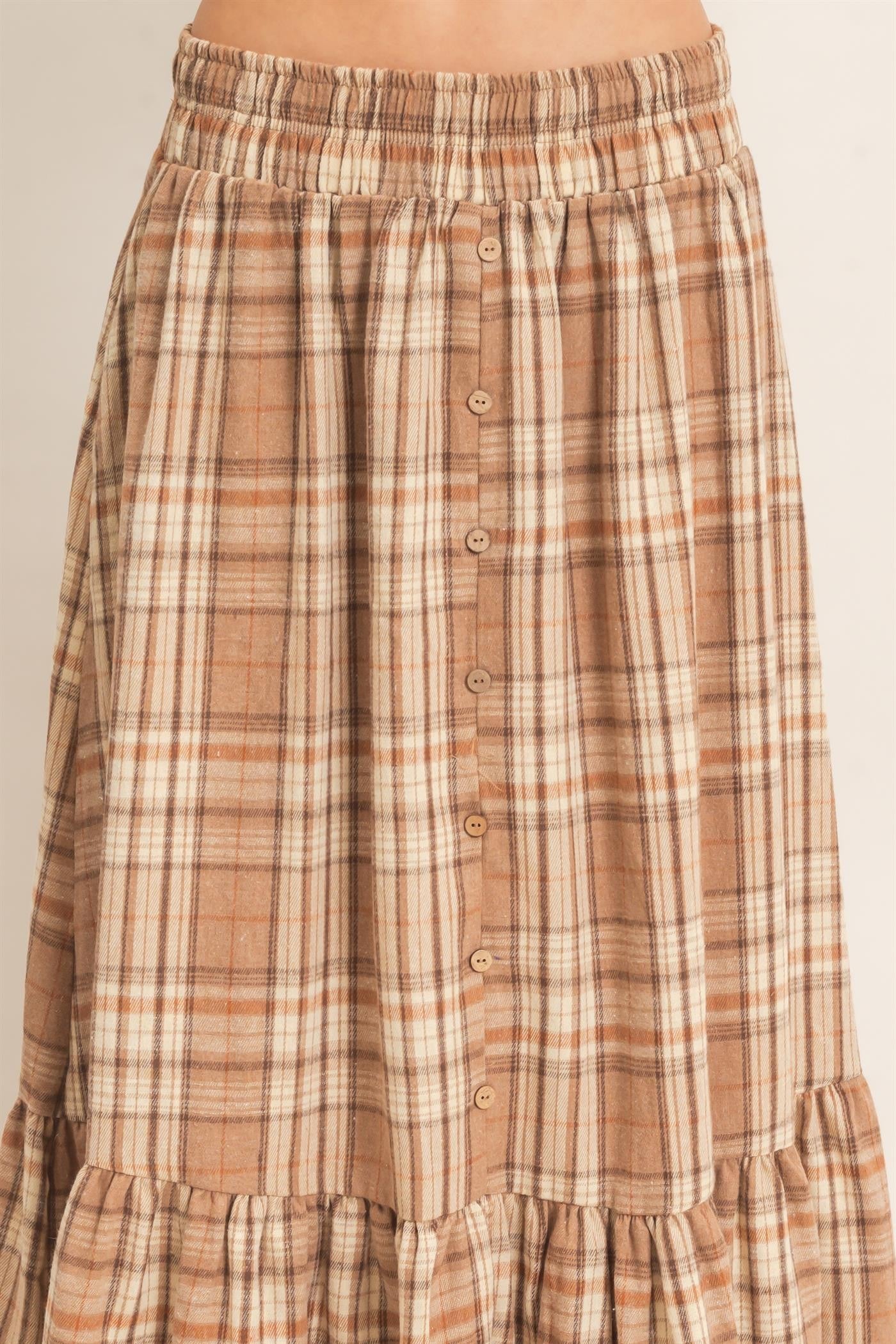 Stars Hallow Plaid Button Skirt in <ulitple (Small to Large)