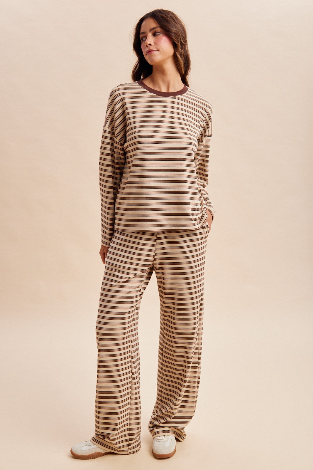 By His Stripes Jersey Tee + Drawstring Waist Pant Set (Small to XL)