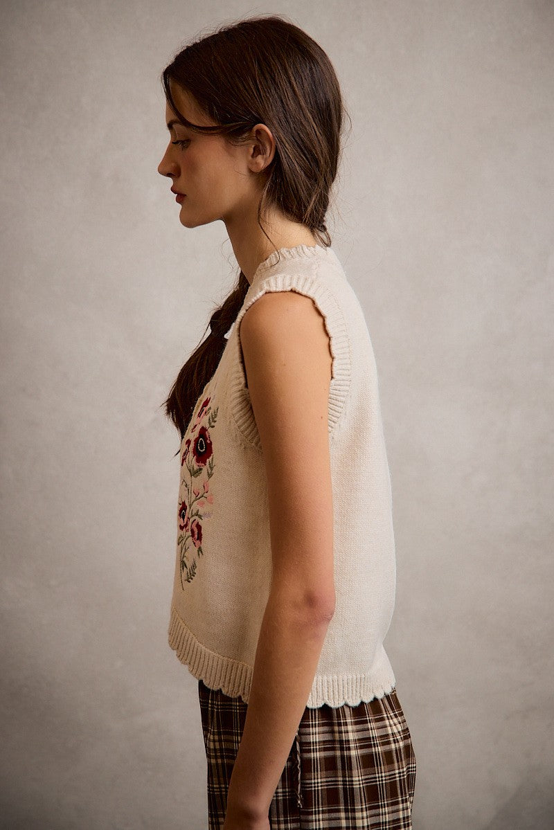 In the Valleys Embroidered  Sweater Vest (Small to XL)