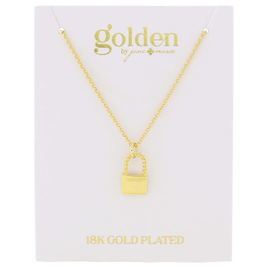 Gold Plated Twist Padlock Necklace