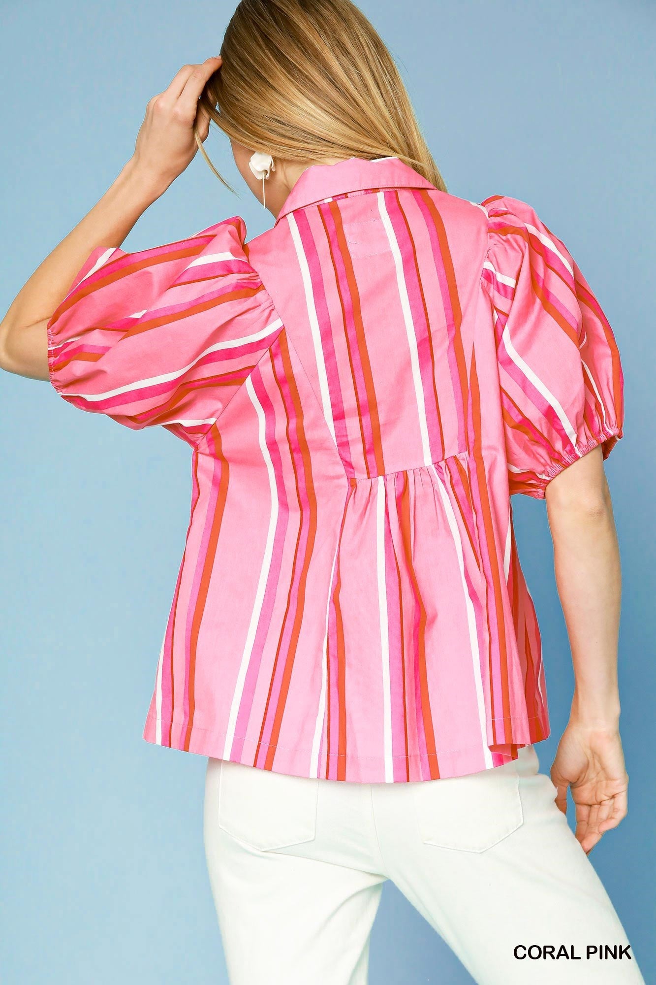 Pink Passsion Striped Blouse (Small to Large)