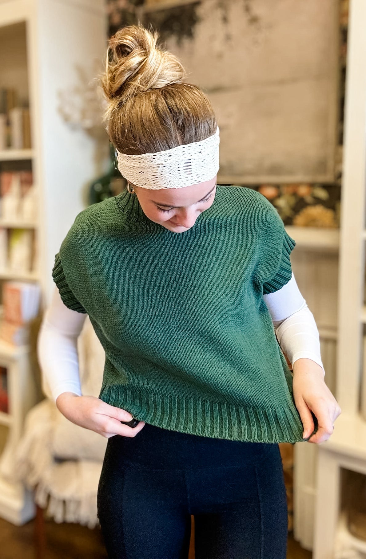 The Ellie Emerald Green Crop Style Sweater (Small to Large)