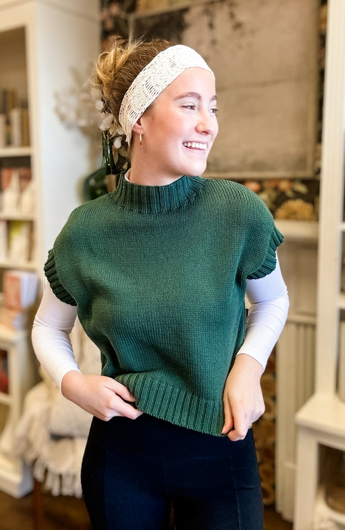 The Ellie Emerald Green Crop Style Sweater (Small to Large)